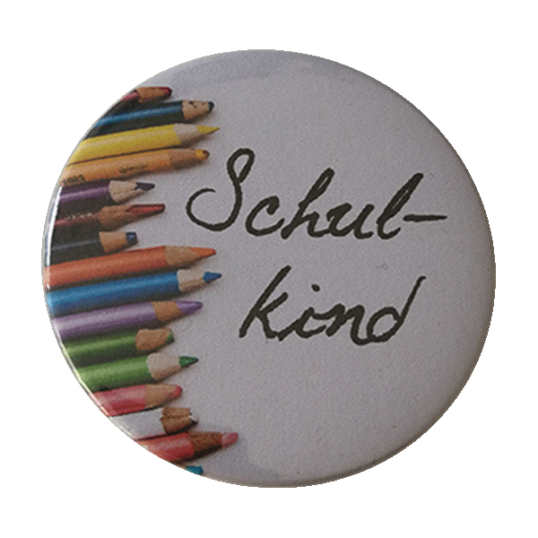 Schulkind Button mit Bleistiftmotiv